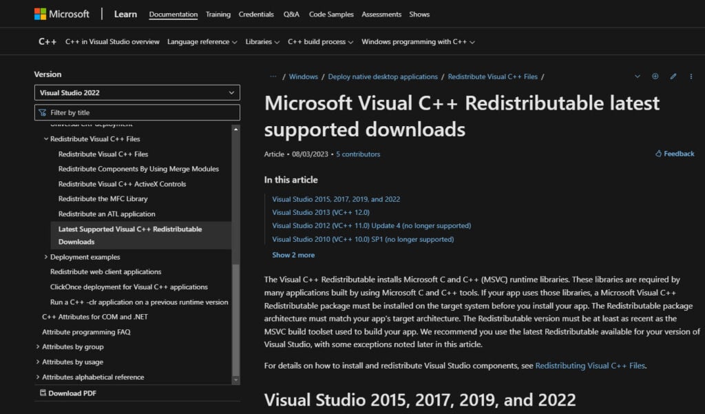 Fix: A D3D11-compatible GPU is required to run the engine 9 This is an image of microsofvisualcinstallerlink ss1