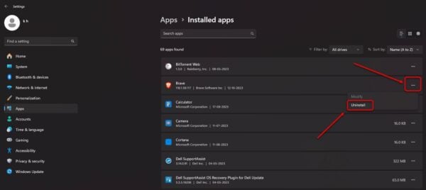 This is an image of uninstallappwindows ss3