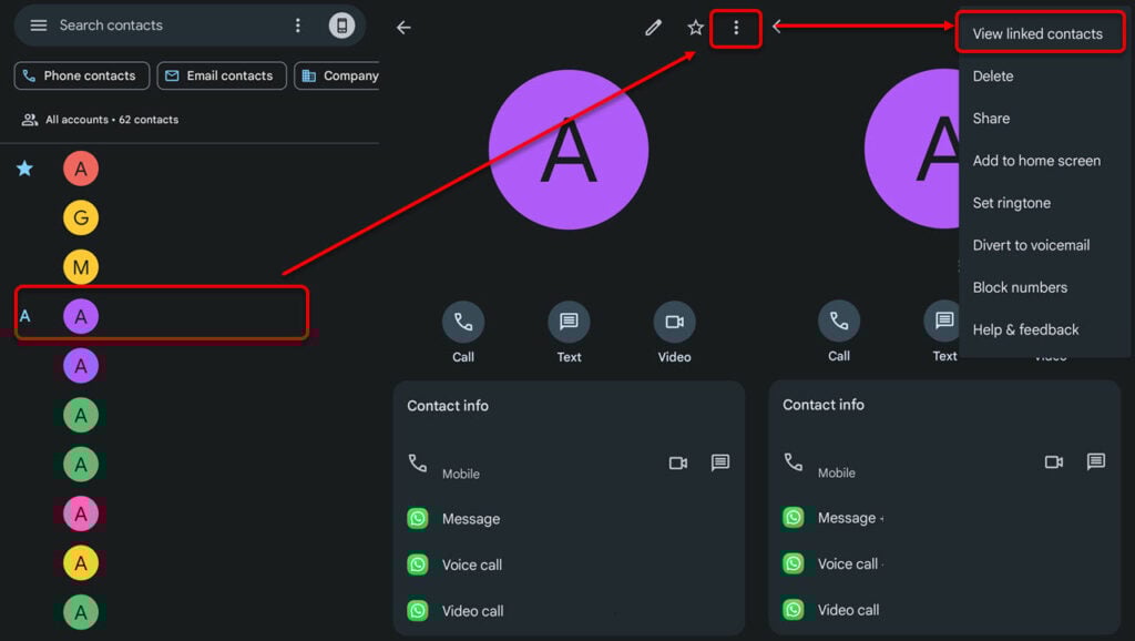 Can someone spy on my phone through linked contacts? 1 This is an image of viewlinkedcontacts android ss1