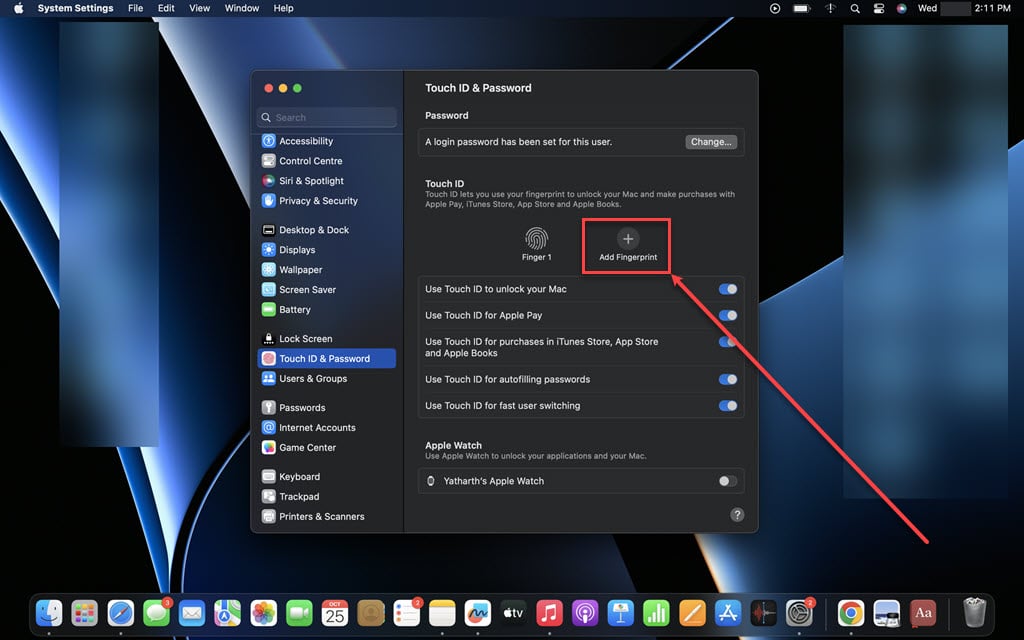 This is an image of add fingerprint macbook ss3