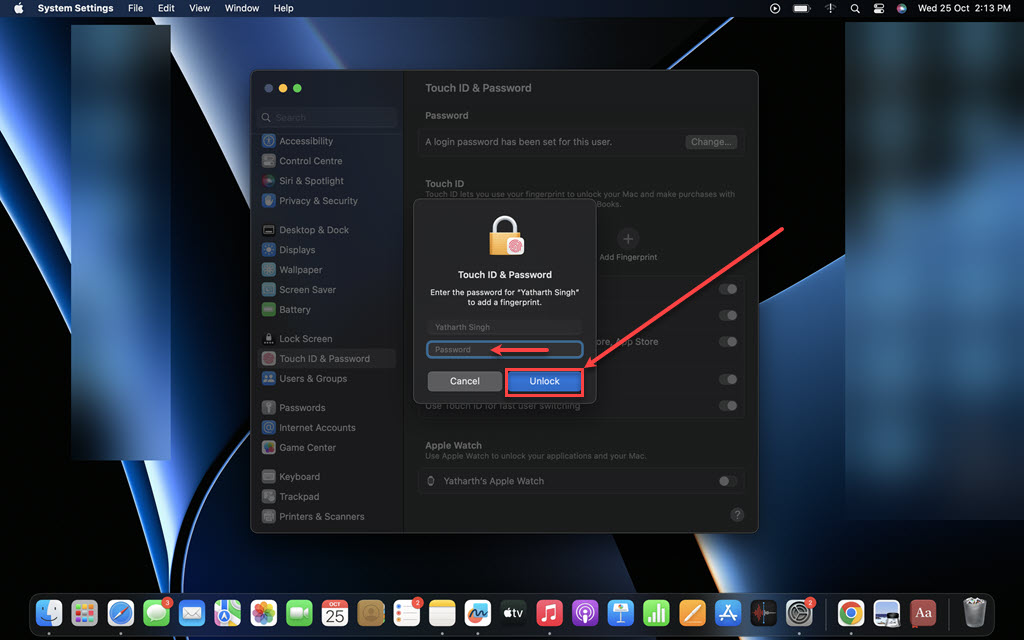 This is an image of delete fingerprint macbook ss2