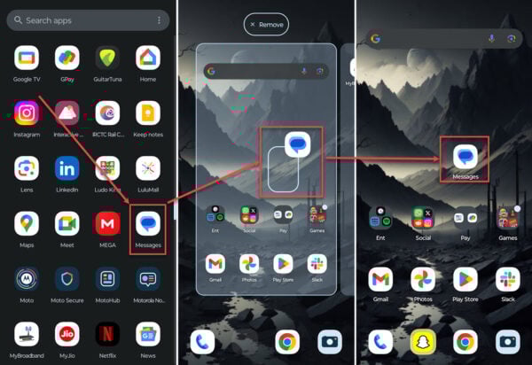 This is an image of messages on home screen android ss