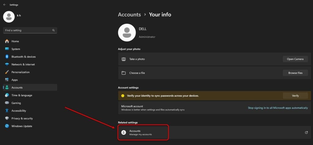 How to remove the PIN from Windows 11? 4 This is an image of accountsaccountinfowindows11 ss2