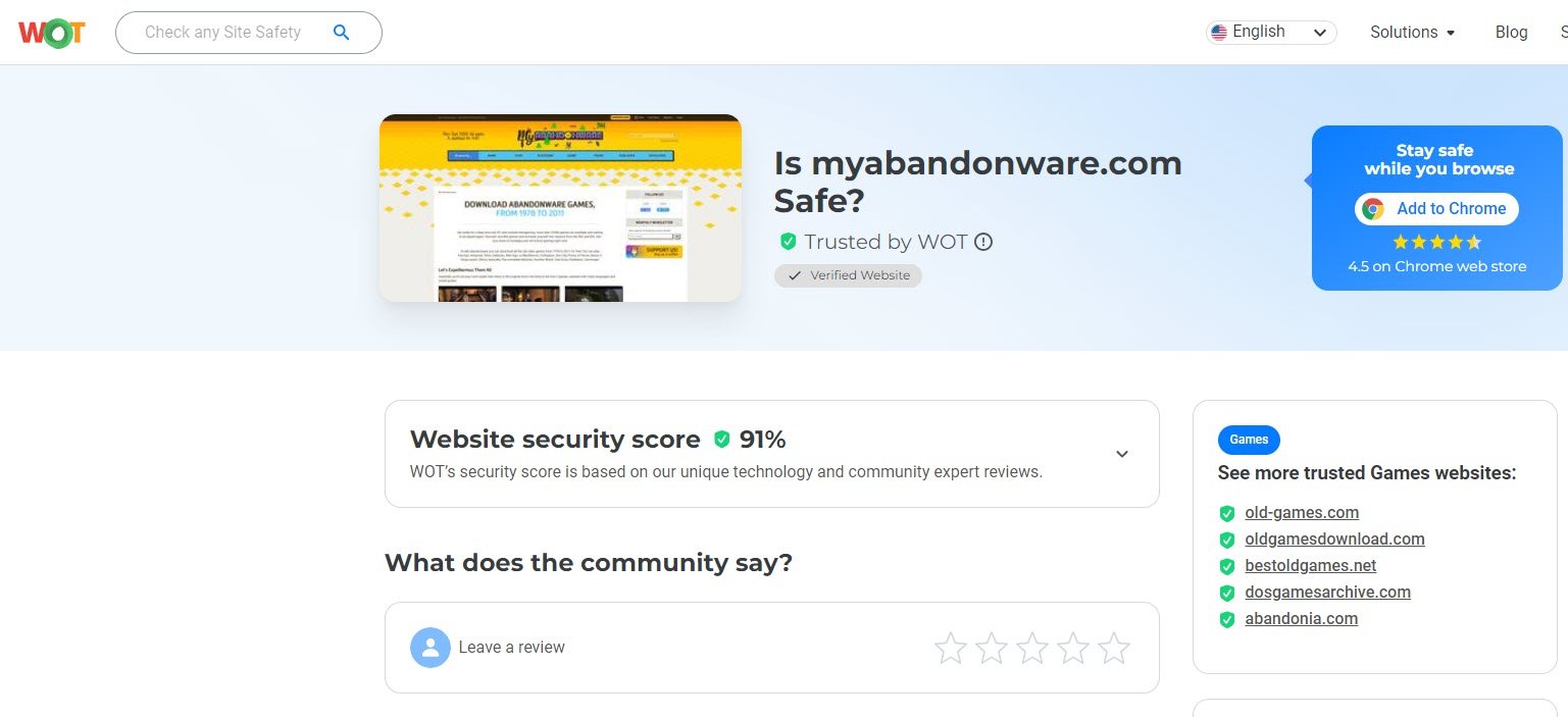 Is MyAbandonware safe?