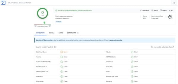 This is an image of myabondonware viustotalss1