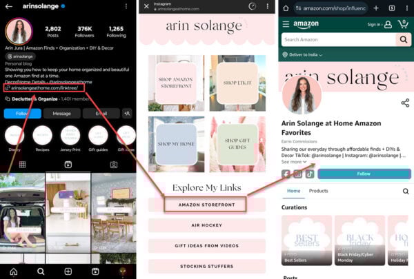 This is an image of amazon influencer storefront instagram ss1