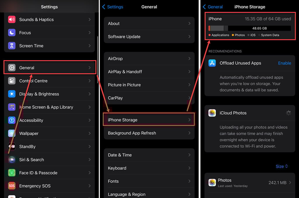 This is an image of check iphone storage ss