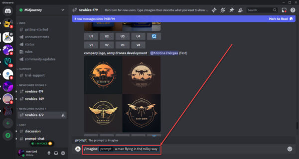 This is an image of create account on midjourney ss4