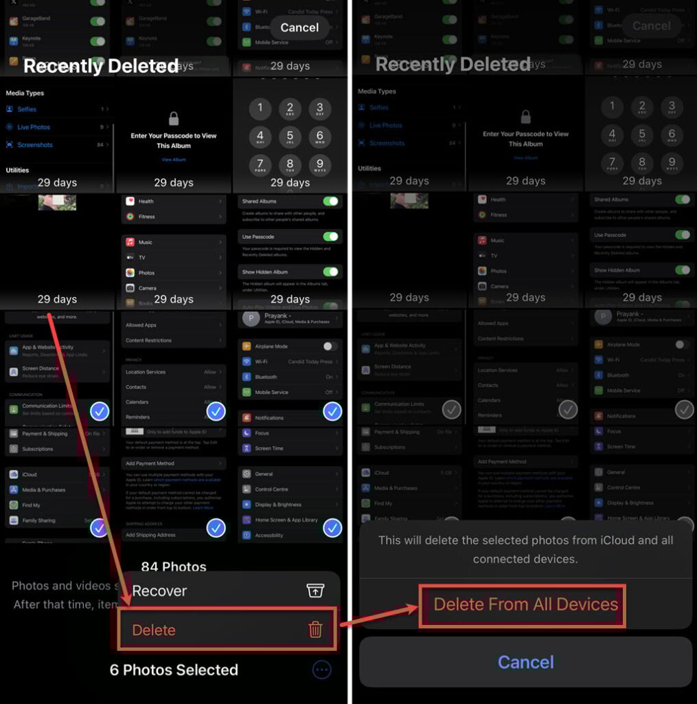 How to delete multiple photos on iPhone? 4 This is an image of delete photos from recently deleted iphone ss3