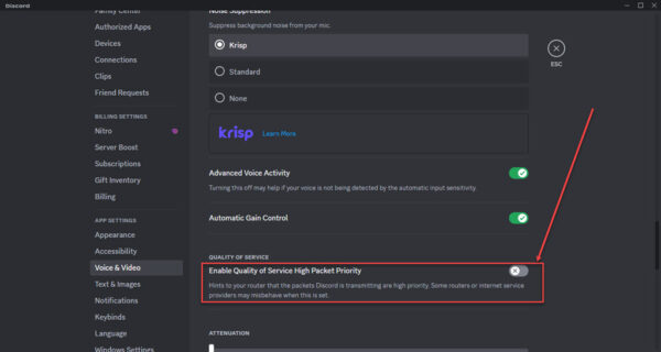 This is an image of disable qos discord ss3