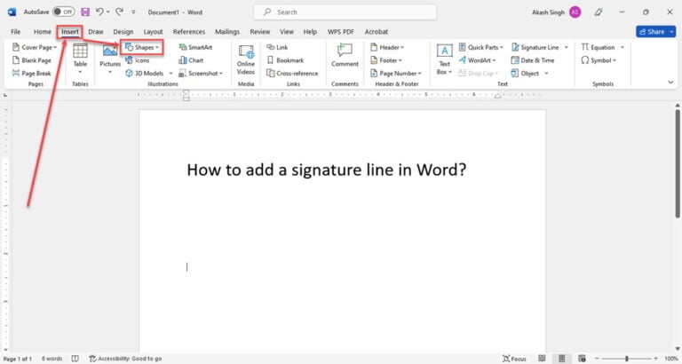 How to add a signature line in Word?