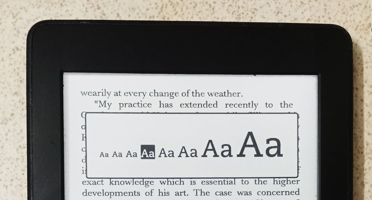 How to change the font size on Kindle? 1 This is an image of kindle change font size with touch gestures 1