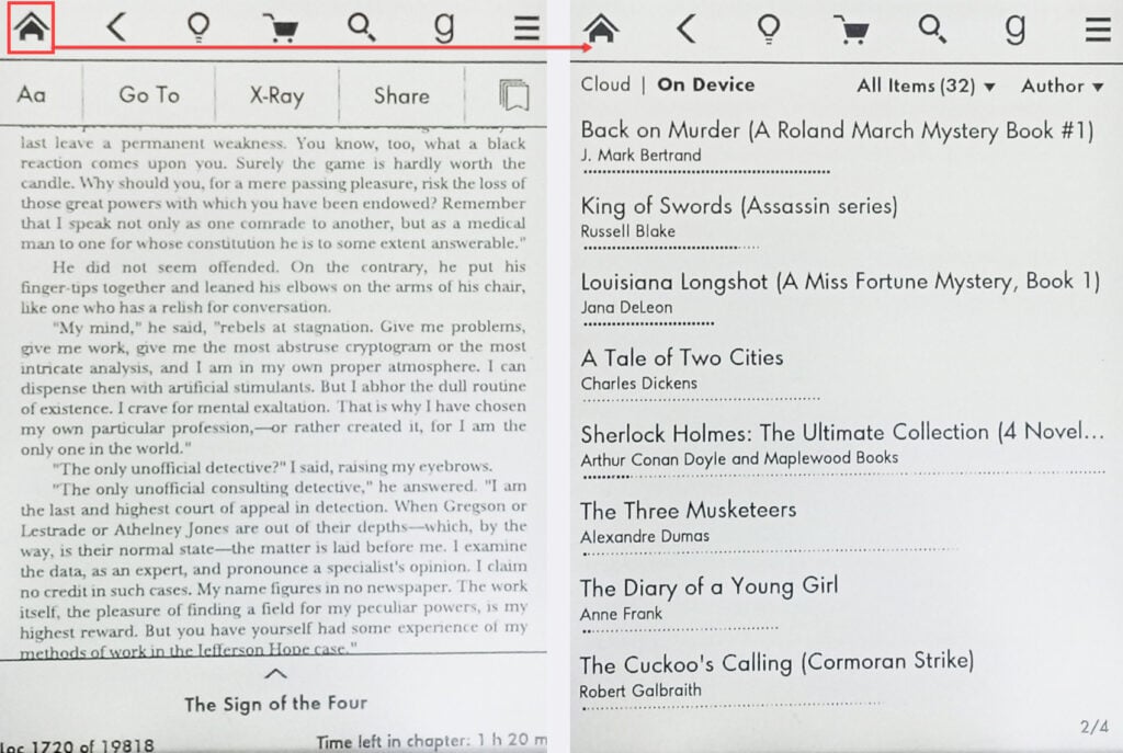 How to get to the home screen on Kindle? 2 This is an image of kindle get to home screen