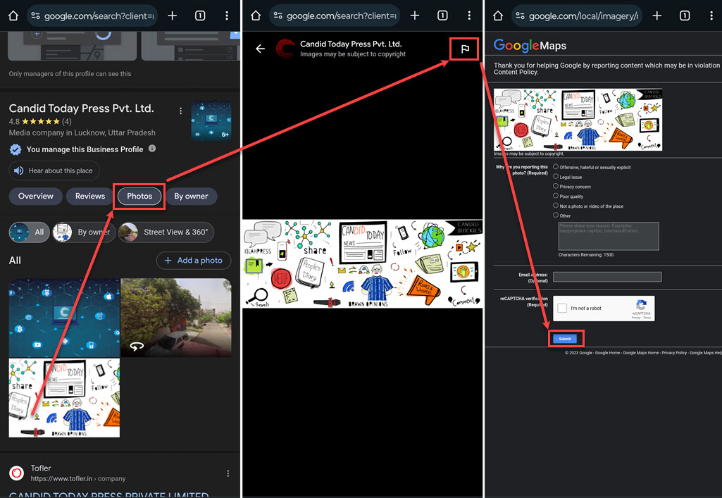 How to remove photos from Google Business? 3 This is an image of remove customer photos from google business phone ss