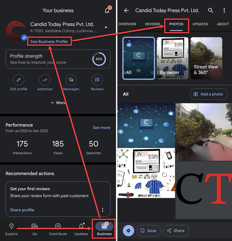 How to remove photos from Google Business? 1 This is an image of remove photos from google business phone ss1