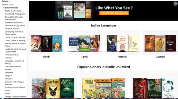This is an image of screenshot kindle unlimited categories