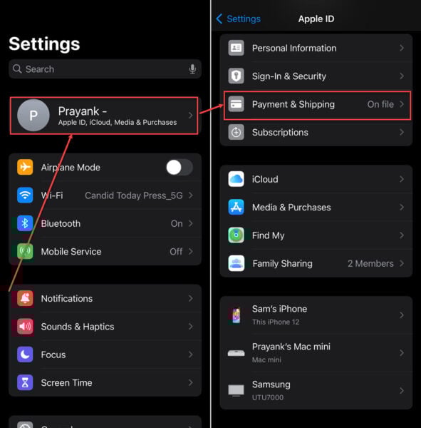 This is an image of update payment method iphone ss1