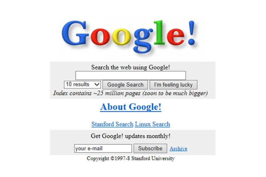 This is an image of google in 1998 via google arts and culture ss1