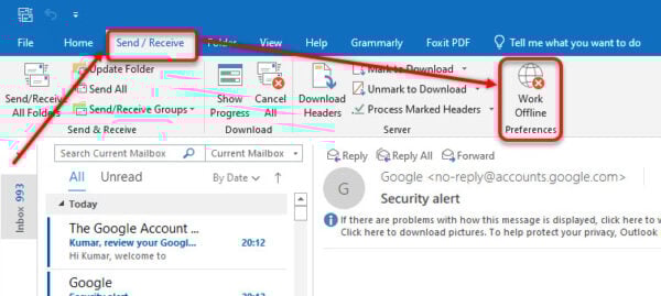 This is an image of outlookofflinemode ss1