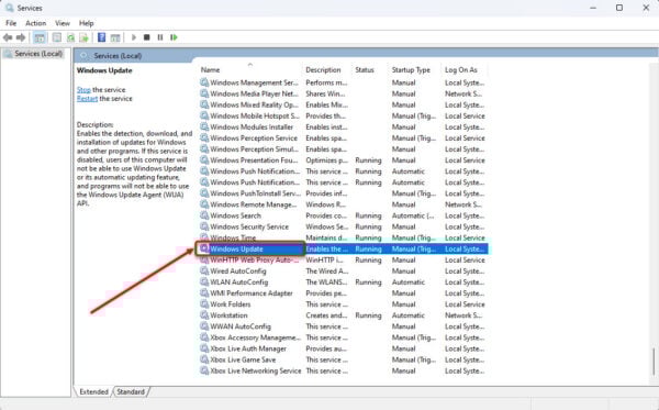This is an image of windowsupdateservice windows11 ss1