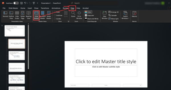 This is an image of screenshot power point slide master