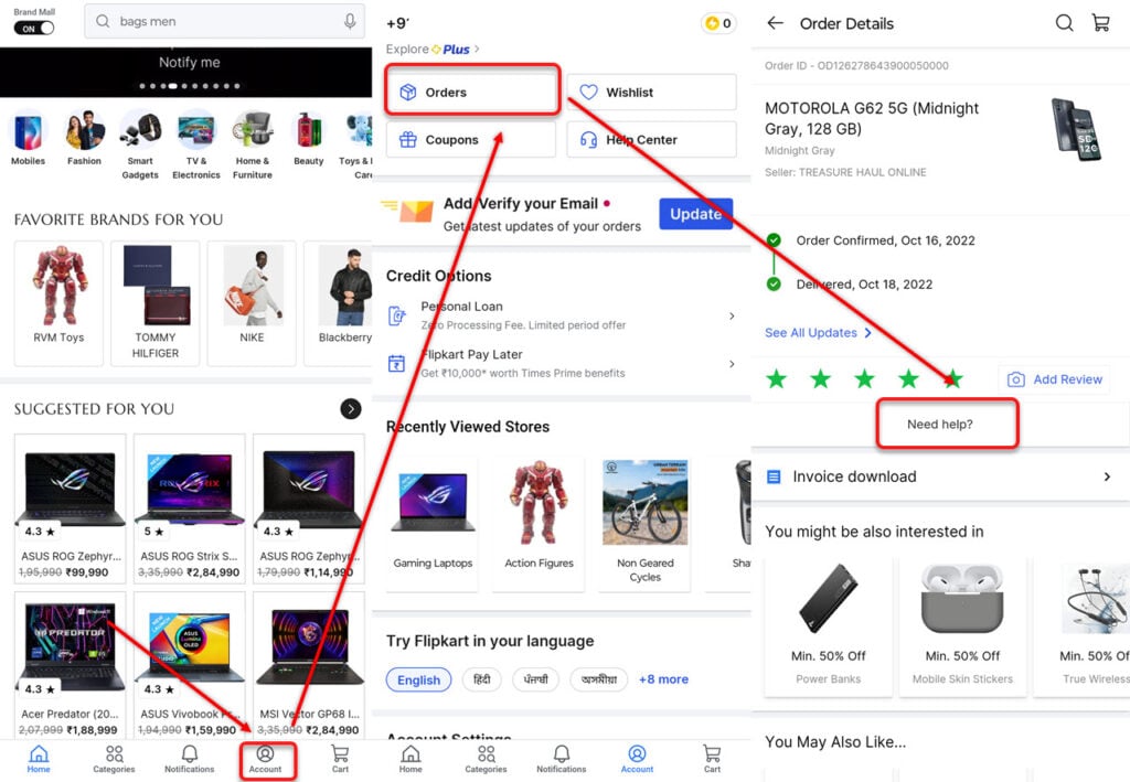 How to delete my order history on Flipkart?