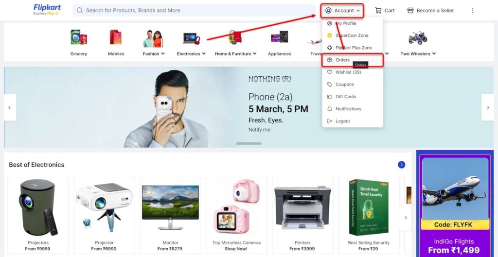 How to delete my order history on Flipkart?