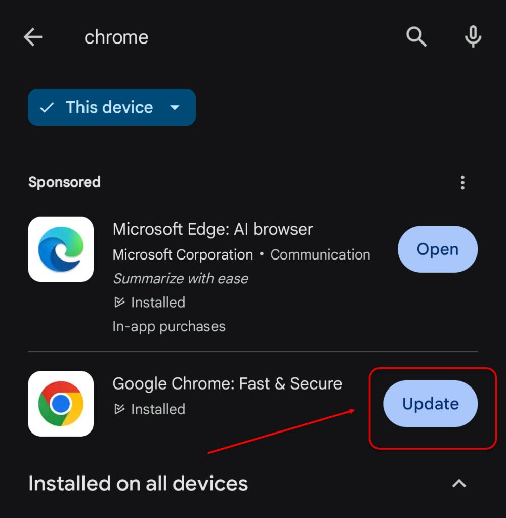 This is an image of update chrome android ss1
