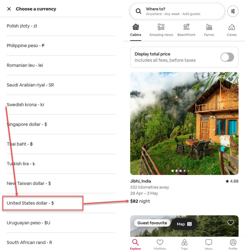 This is an image of change currency on airbnb ss2
