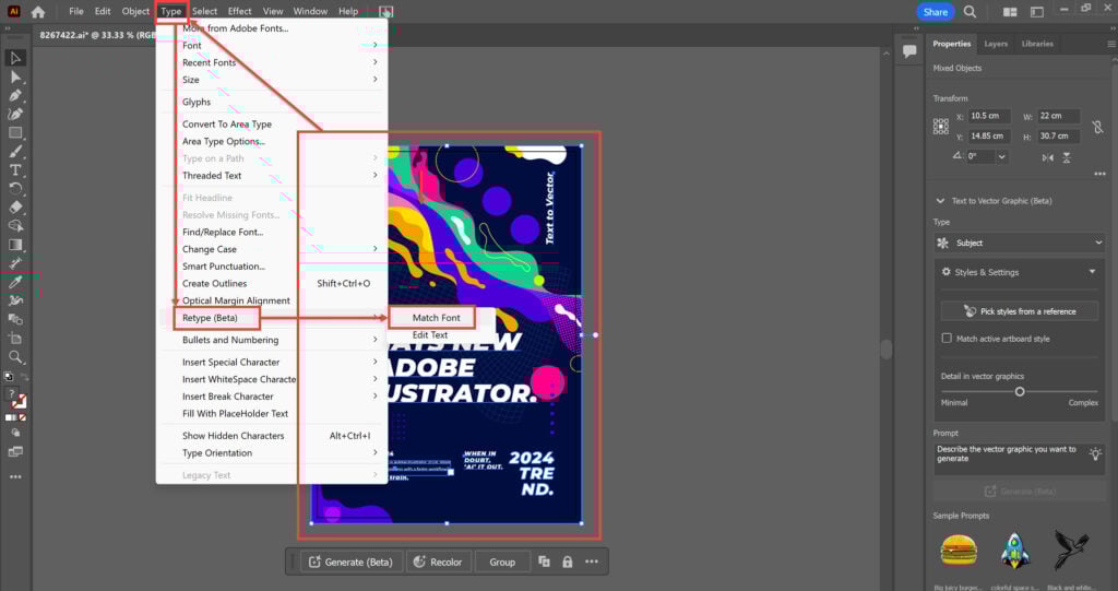 7 Illustrator hacks to speed up your workflow 2 This is an image of screenshot illustrator retype beta