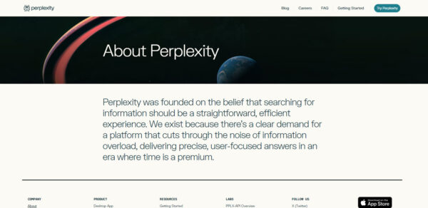 This is an image of perplexity old about page new