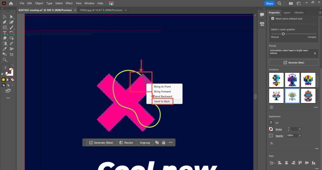 7 Illustrator hacks to speed up your workflow 12 This is an image of screenshot illustrator generative intertwine rearrange