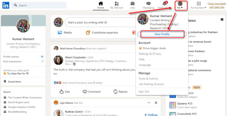 How to share a LinkedIn profile link?