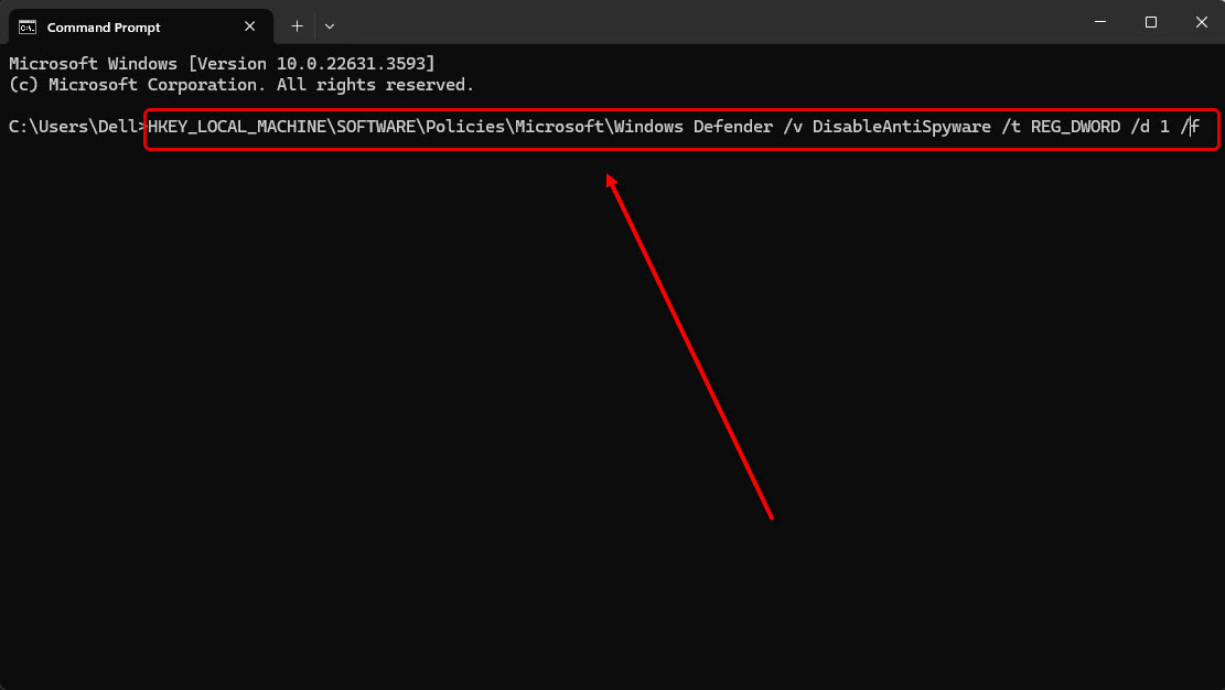 turn off windows defender windows 11 command prompt