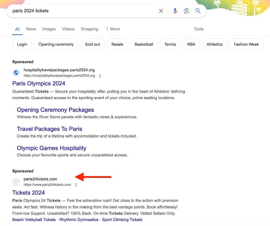 Cybercriminals exploit Paris 2024 Olympics with phishing websites 1 This is an image of parisolympic phishing ss1