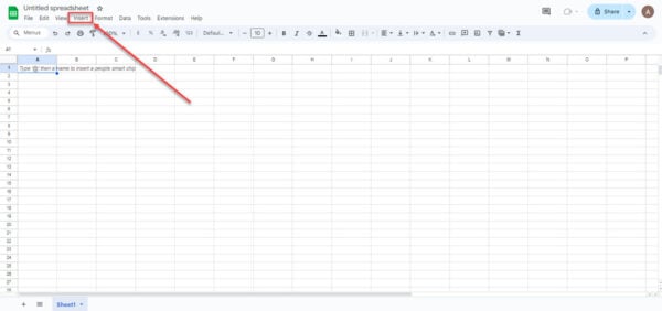This is an image of create table in google sheets ss1