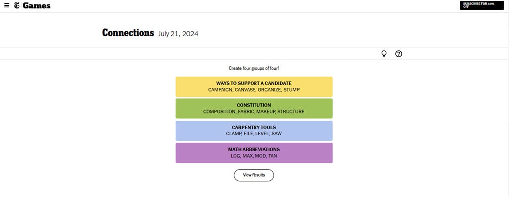 NYT Connections Hint: July 21 1 This is an image of nyt july 21
