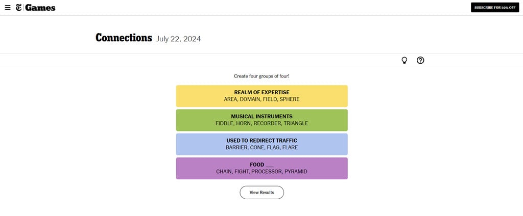 NYT Connections Hint: July 22 1 This is an image of nyt july 22