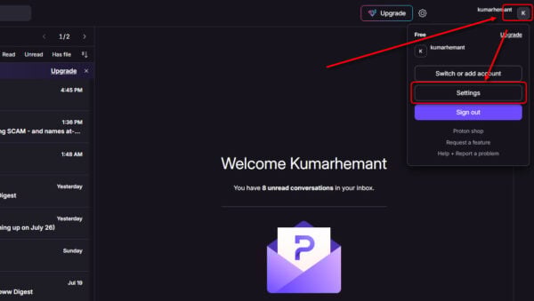 This is an image of protonmail shortenemail ss1