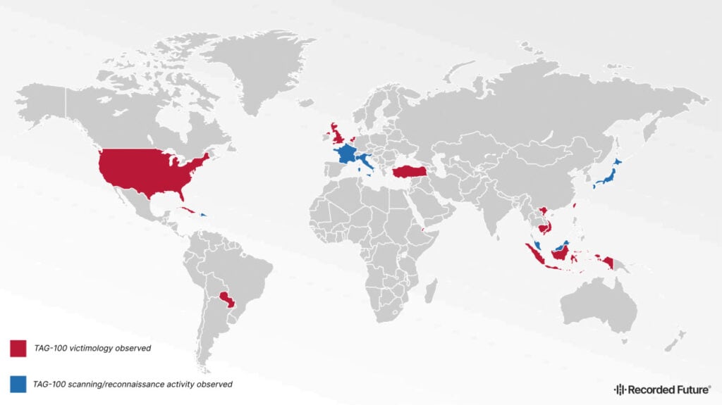TAG-100 cyber espionage campaign hits 11 countries 1 This is an image of tag100 recordedfuture ss2