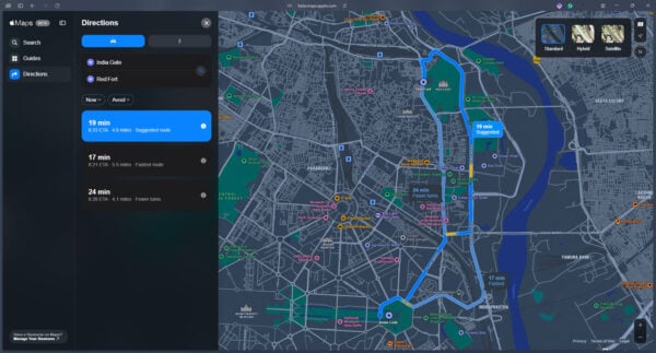This is an image of apple maps web beta