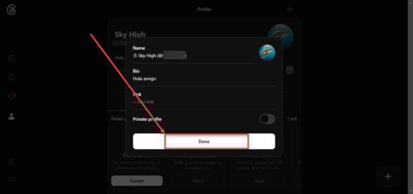 This is an image of change bio on threads pc ss5