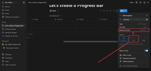 This is an image of create progress bar notion ss12