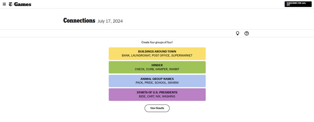 NYT Connections Hint: July 17 1 This is an image of nyt july17