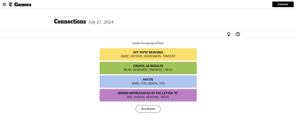 NYT Connections Hint: July 27 1 This is an image of nyt july27
