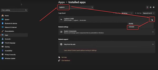 This is an image of logitechghub uninstall endtask ss2 1