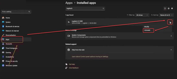 This is an image of logitechghub uninstall endtask ss2