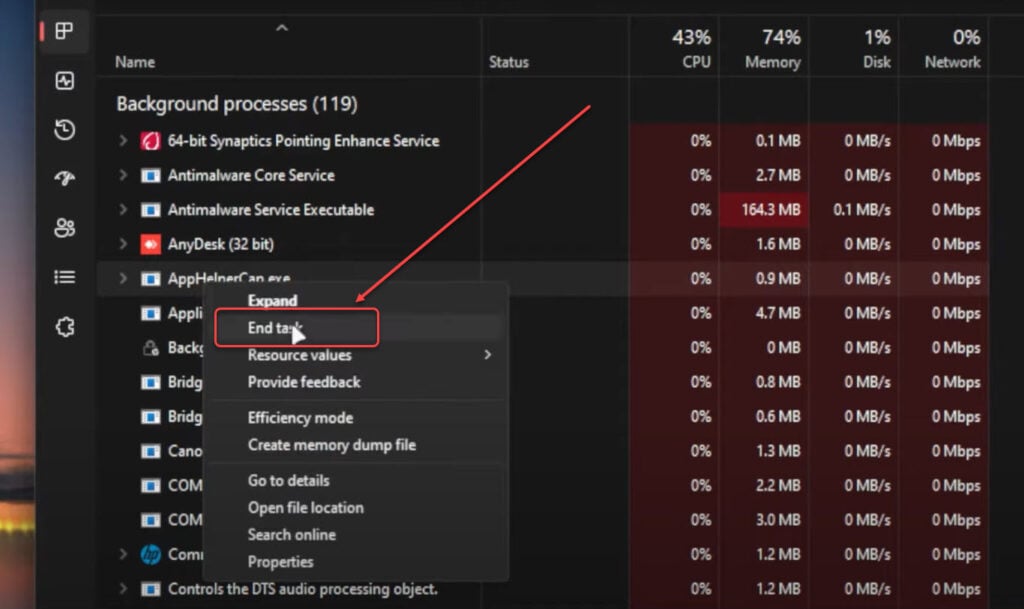 How to fix Adobe Genuine Service alert? 8 This is an image of endtask taskmanager ss1