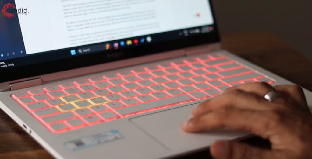 This is an image of hp omen transcend 14 keyboar