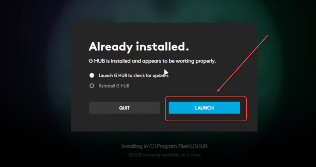 How to fix the Infinite Loading Loop in Logitech G Hub? 5 This is an image of launch ghub ss1